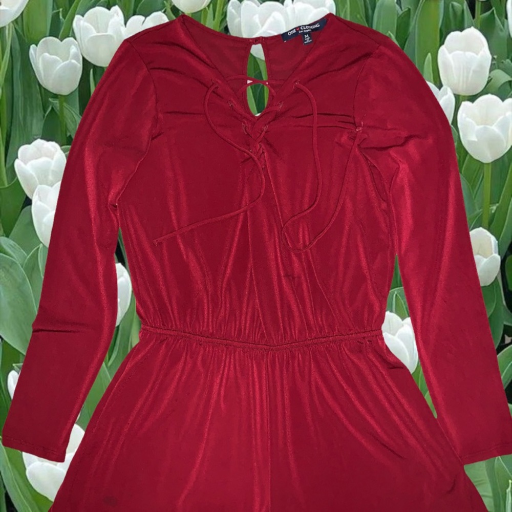 One Clothing Red Shorts Romper with Strings